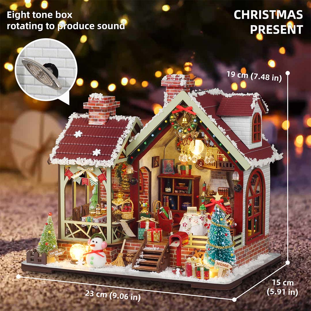 Warm Christmas Lodge – DIY Miniature House Kit