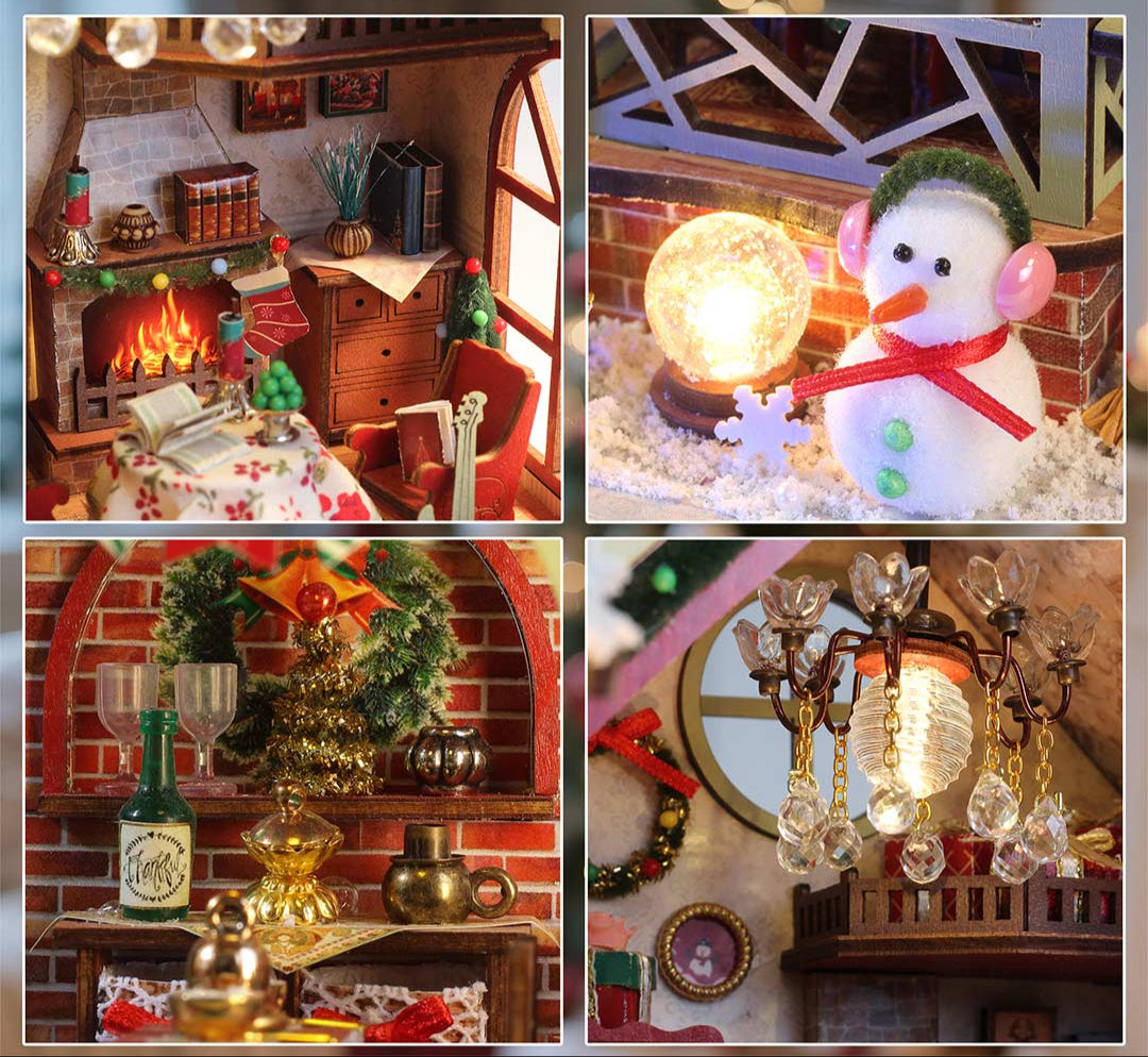 Warm Christmas Lodge – DIY Miniature House Kit