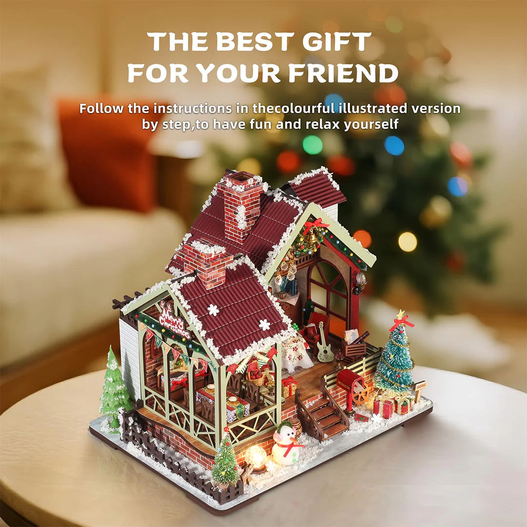 Warm Christmas Lodge – DIY Miniature House Kit