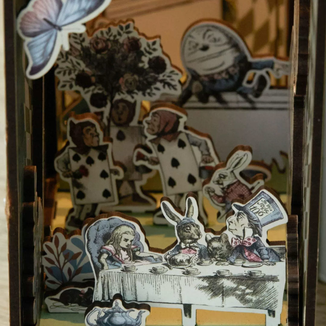 Alice In Wonderland Wooden Book Nook Bookshelf Insert