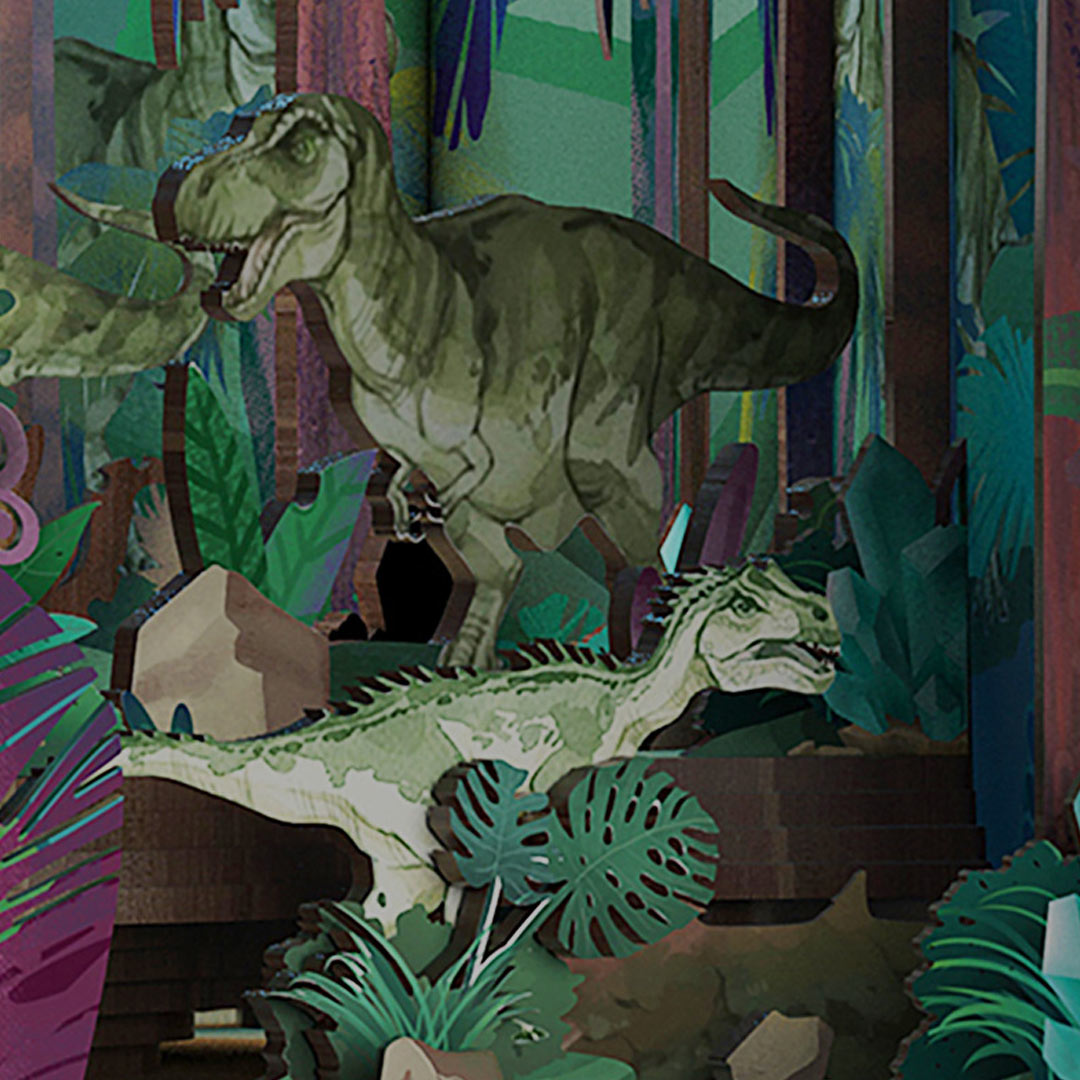 Dinosaur World DIY Book Nook Bookshelf Insert