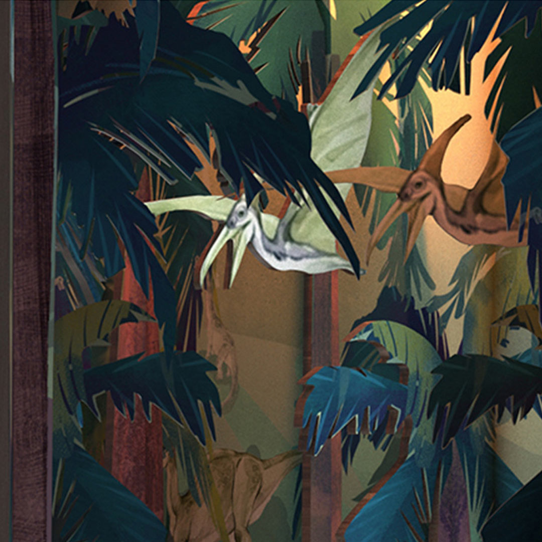 Dinosaur World DIY Book Nook Bookshelf Insert