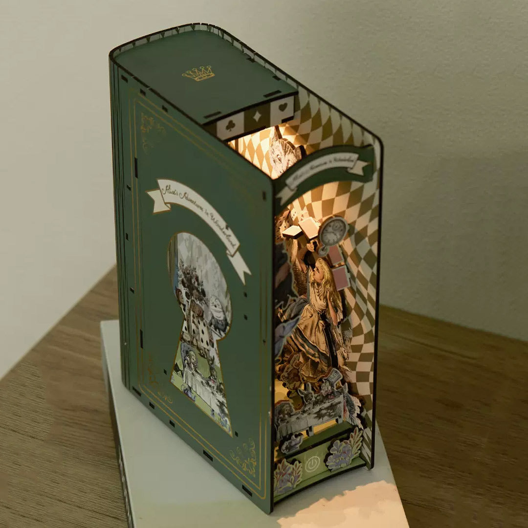 Alice In Wonderland Wooden Book Nook Bookshelf Insert