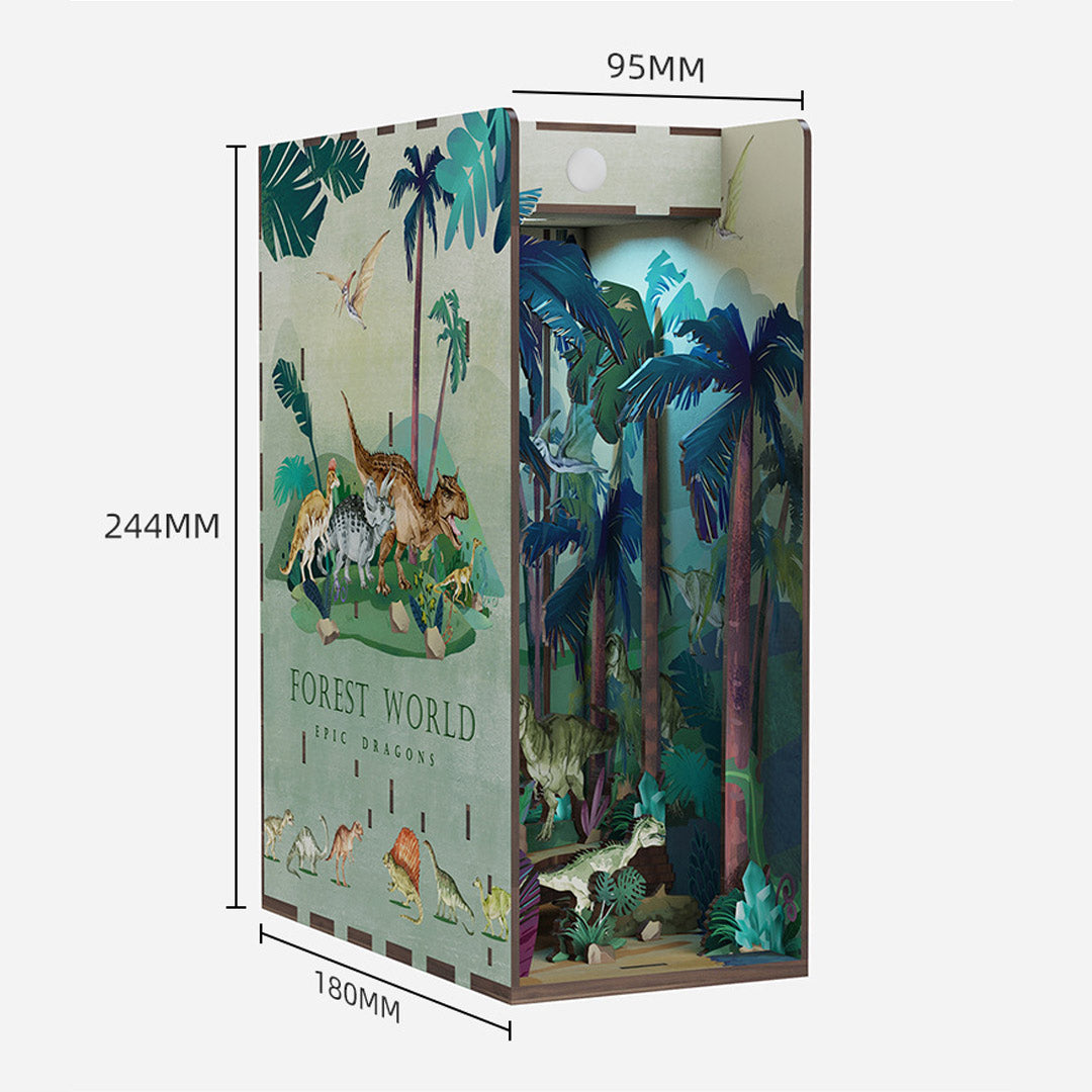 Dinosaur World DIY Book Nook Bookshelf Insert