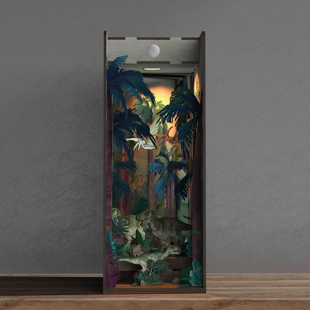 Dinosaur World DIY Book Nook Bookshelf Insert