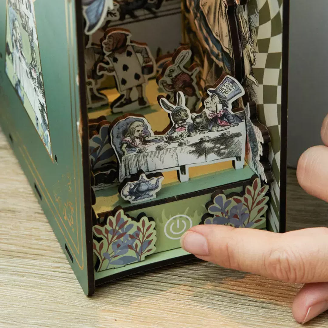 Alice In Wonderland Wooden Book Nook Bookshelf Insert