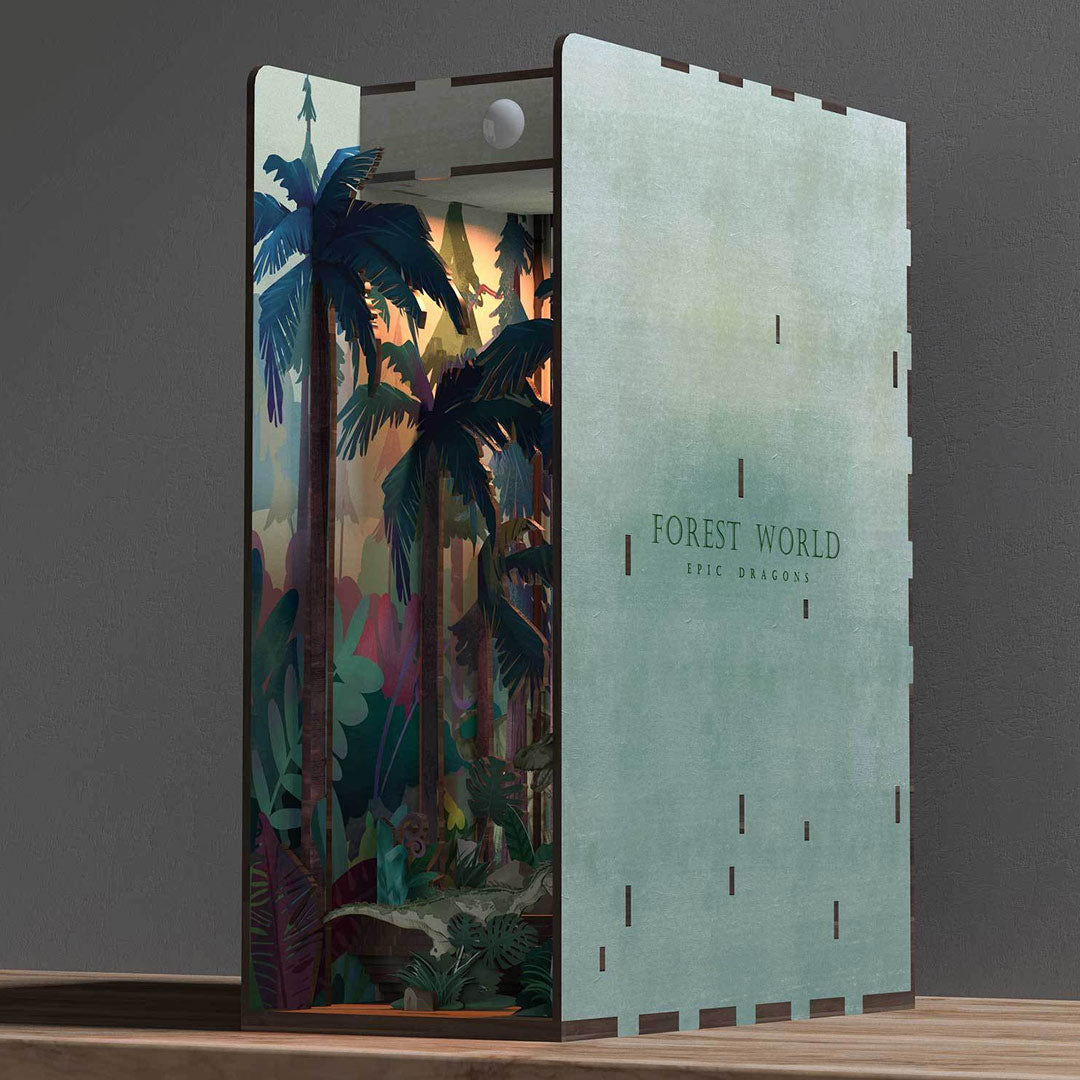 Dinosaur World DIY Book Nook Bookshelf Insert