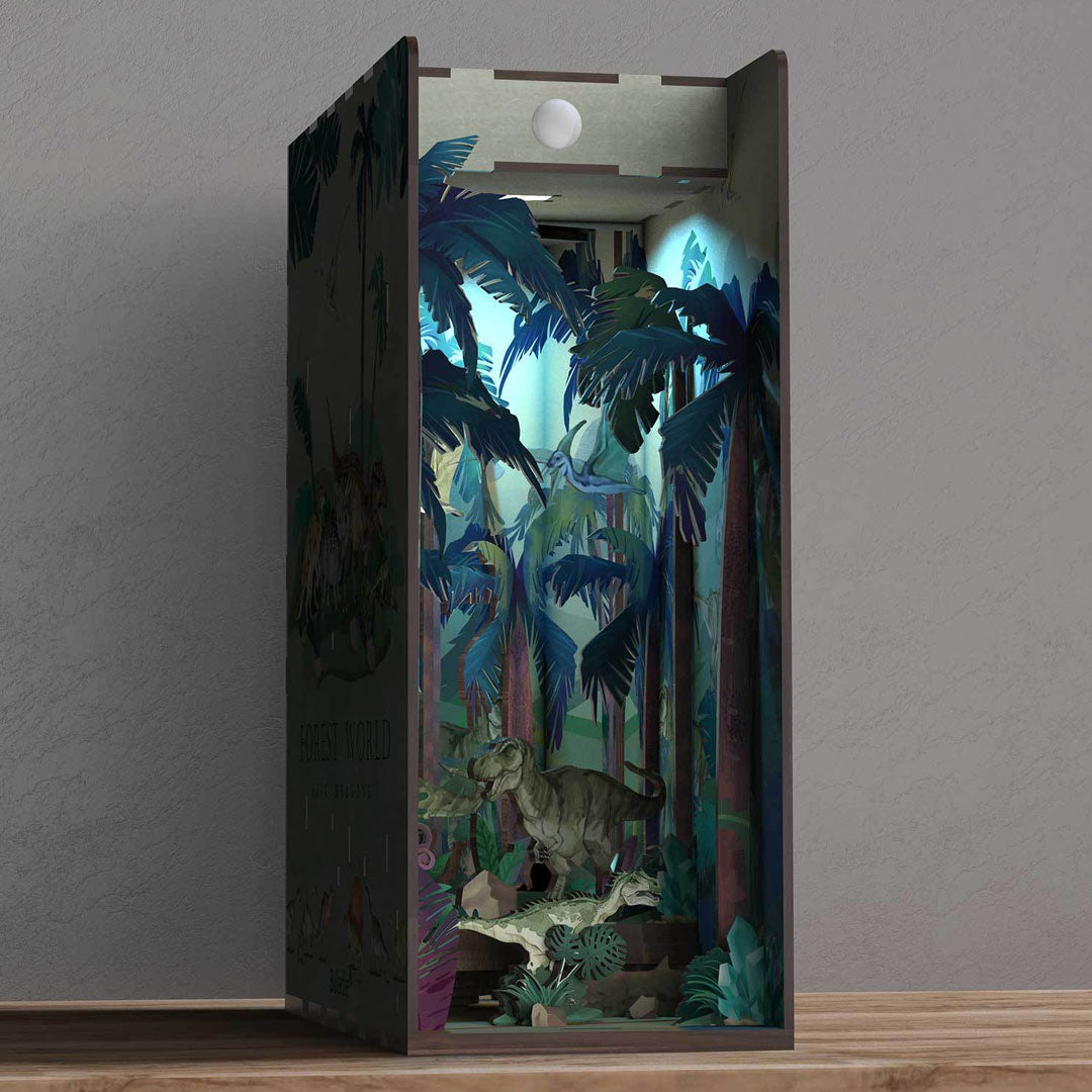 Dinosaur World DIY Book Nook Bookshelf Insert