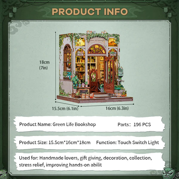 Green Life Bookshop – DIY Miniature Book Nook Kit