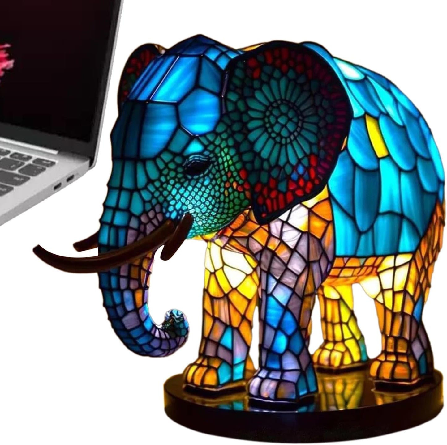Gentle Giant Stained Glass Elephant Lamp