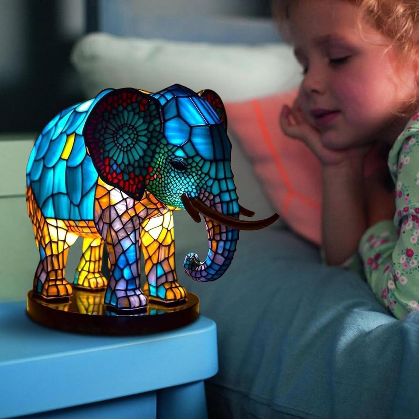 Gentle Giant Stained Glass Elephant Lamp