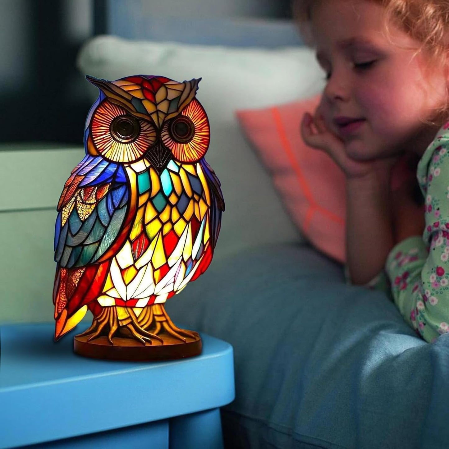 Night Owl Stained Glass Lamp