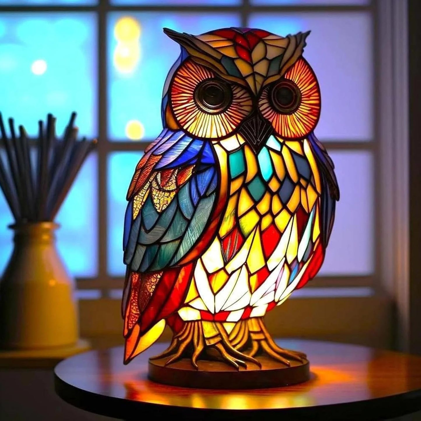 Night Owl Stained Glass Lamp