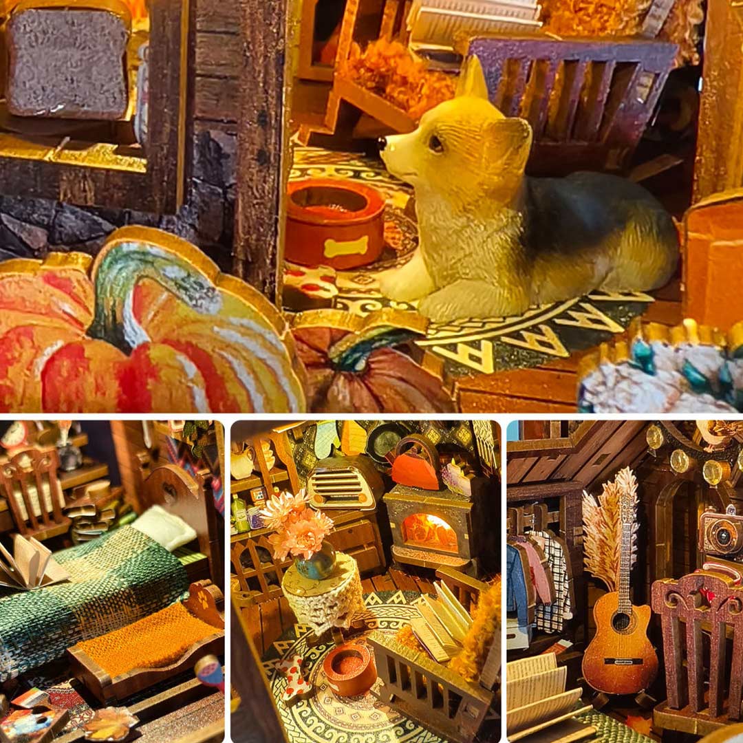 Twilight Cottage Wooden Book Nook Shelf Decor