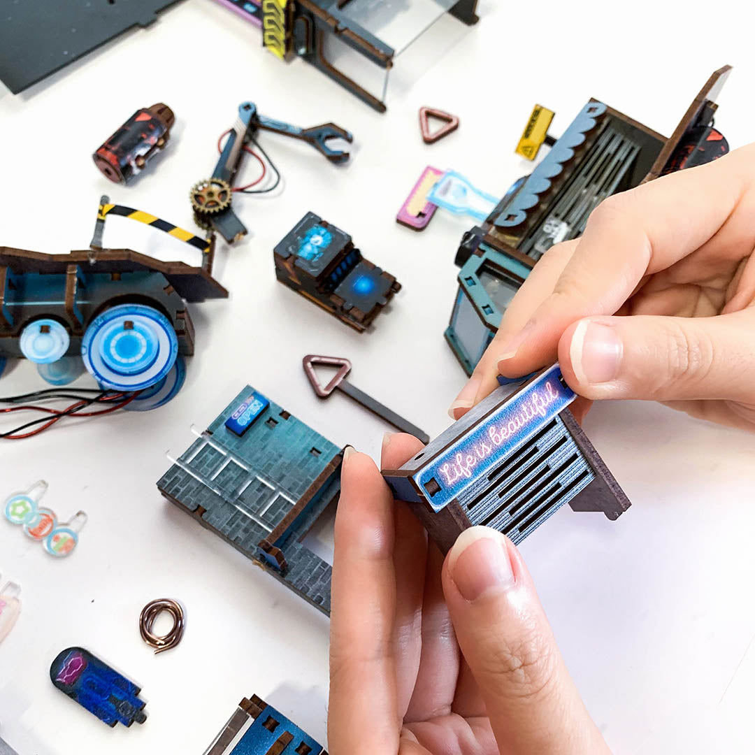Cyberpunk Metropolis DIY Book Nook Bookshelf Inserts