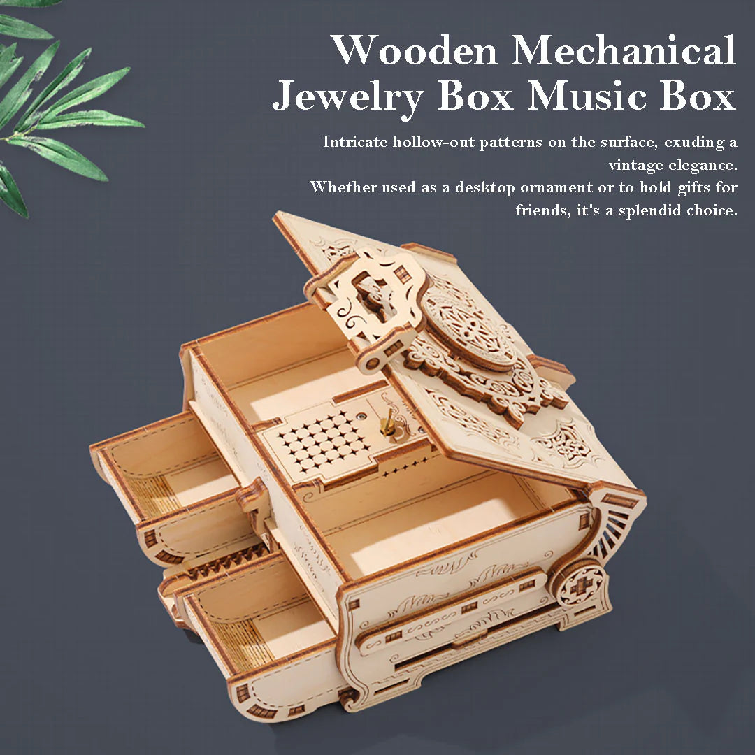 Music Box 3D Wooden Mechanical Jewelry Box