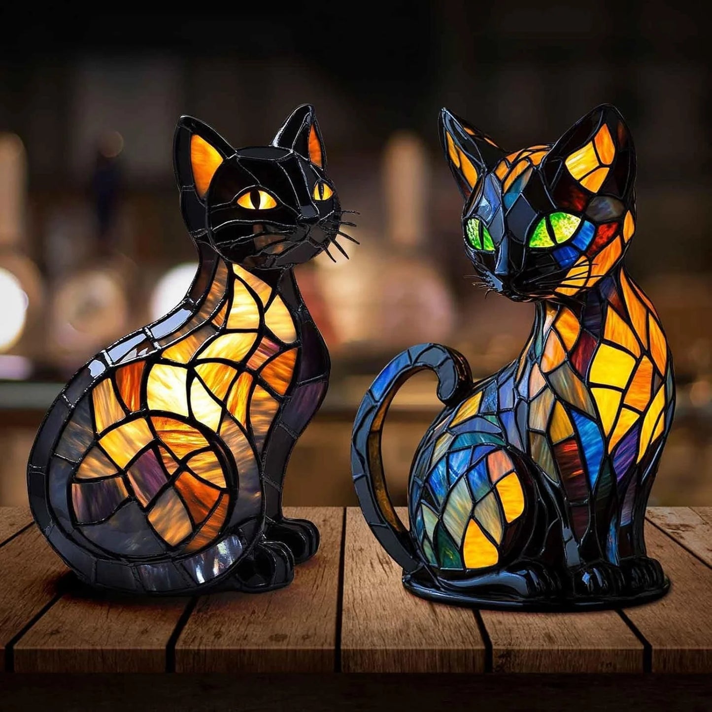 Whisker Glow Stained Glass Cat Lamp