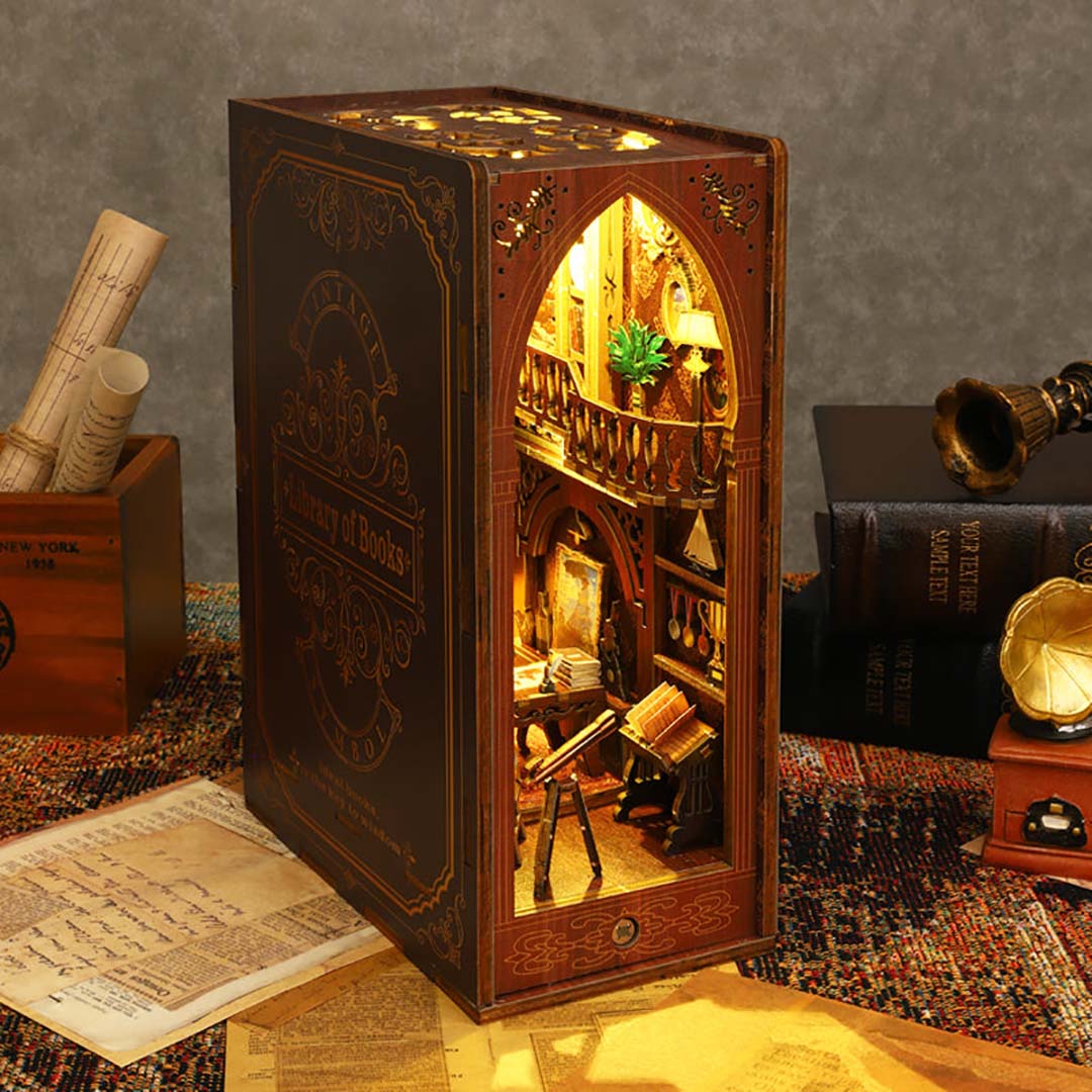 Library Of Books Wooden Puzzle Book Nook Bookshelf Insert