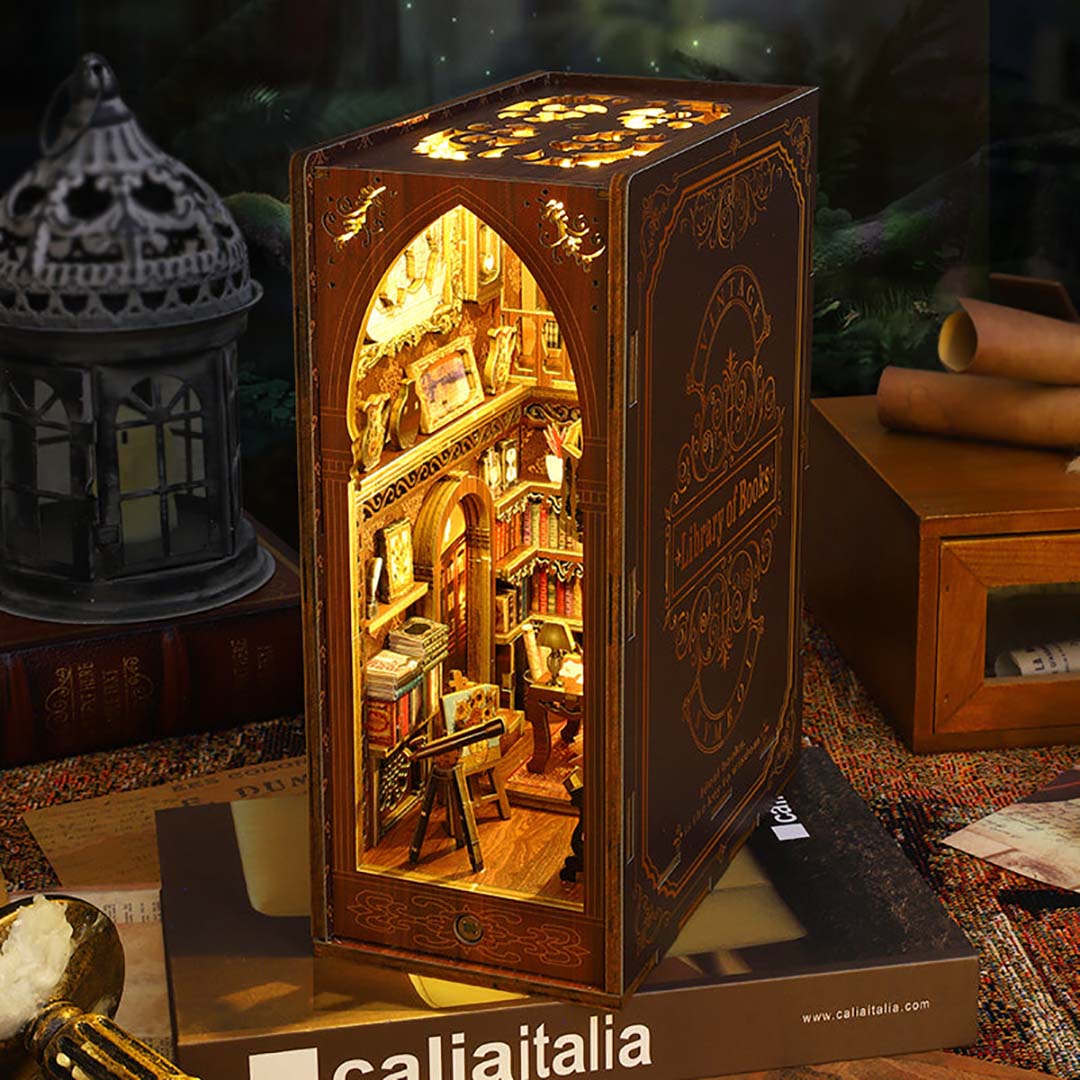 Library Of Books Wooden Puzzle Book Nook Bookshelf Insert