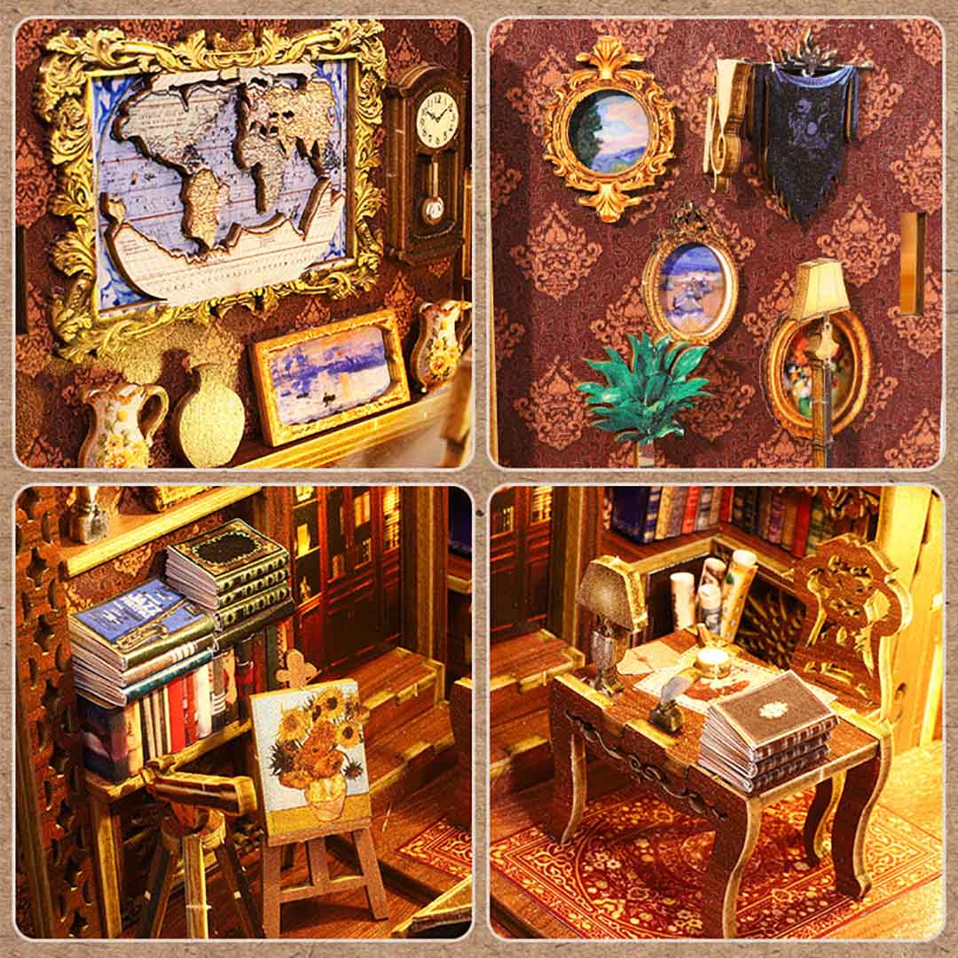 Library Of Books Wooden Puzzle Book Nook Bookshelf Insert