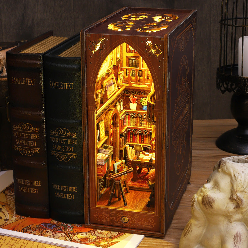 Library Of Books Wooden Puzzle Book Nook Bookshelf Insert