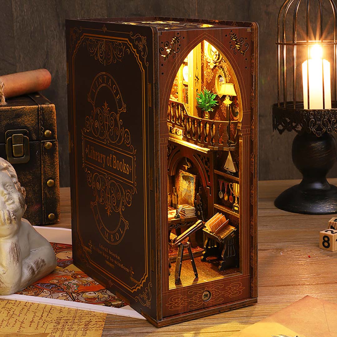 Library Of Books Wooden Puzzle Book Nook Bookshelf Insert