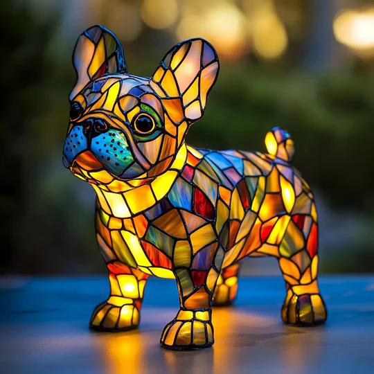 Cozy Pup Stained Glass Lamp