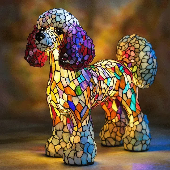 Cozy Pup Stained Glass Lamp