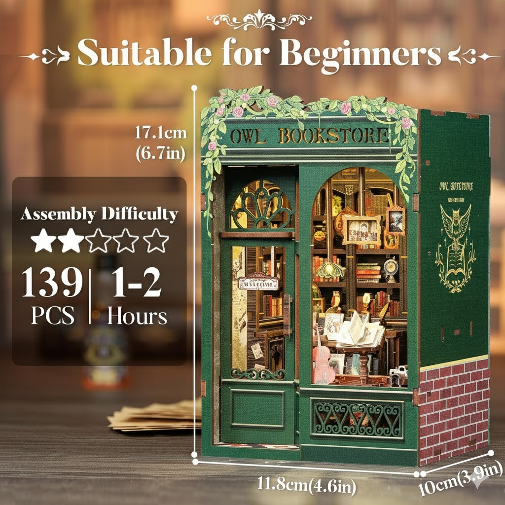 Mini Owl Bookstore — DIY Book Nook Kit