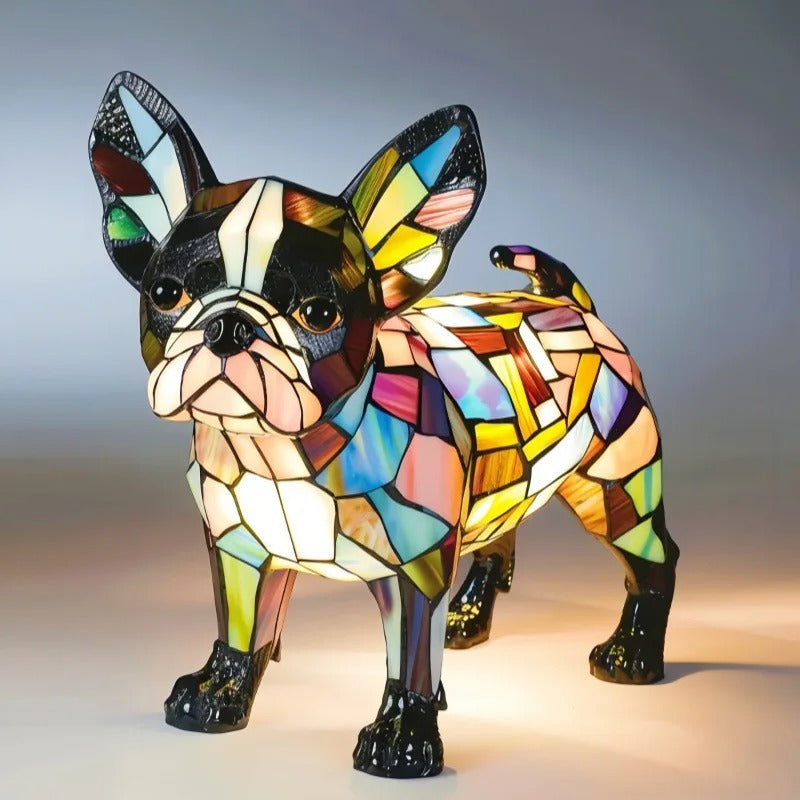 Cozy Pup Stained Glass Lamp