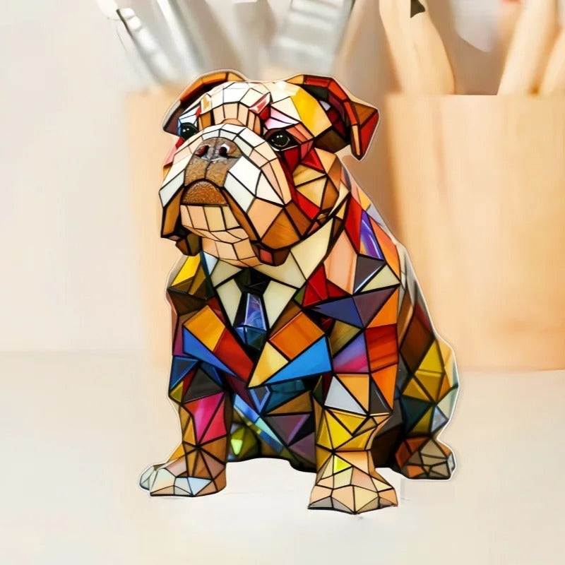 Cozy Pup Stained Glass Lamp