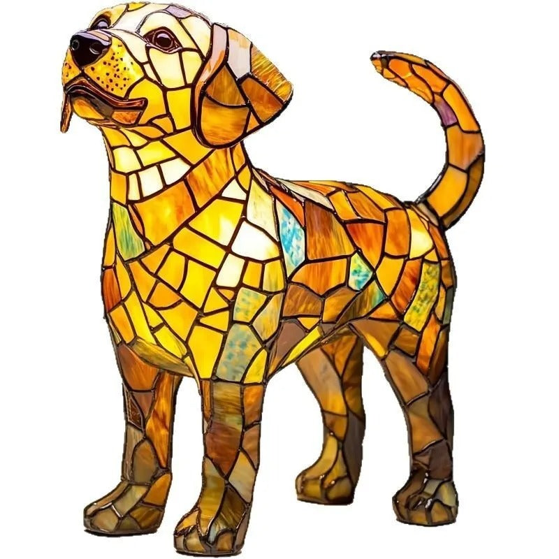 Cozy Pup Stained Glass Lamp