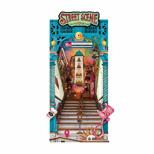 City Stairwell Glow – Street Scene Book Nook