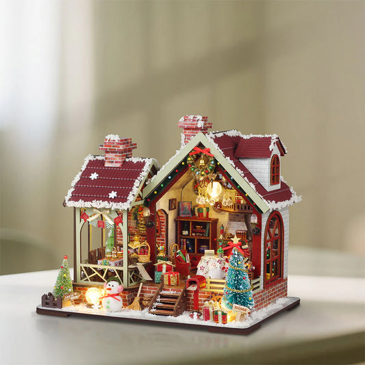 Warm Christmas Lodge – DIY Miniature House Kit
