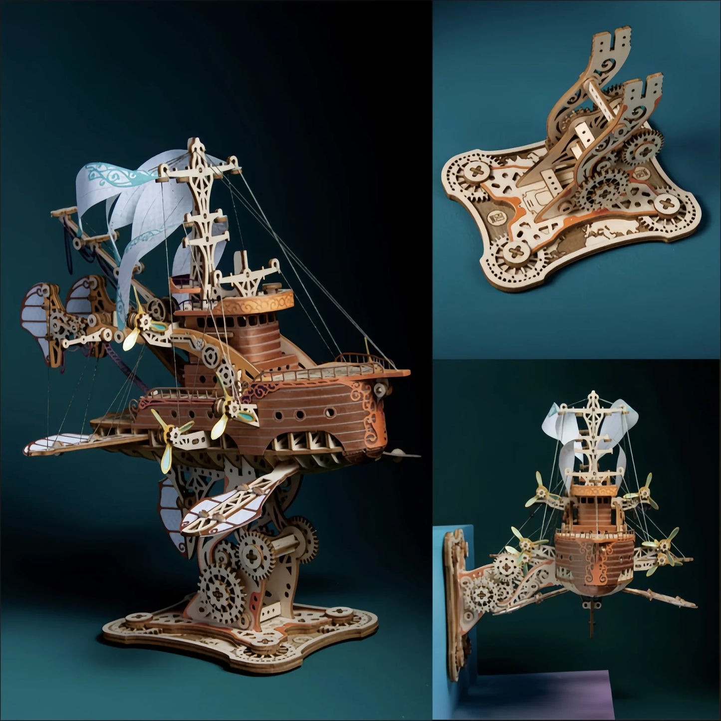 Handcrafted Masterpiece Fantasy Airships – DIY Wooden 3D Model Kit