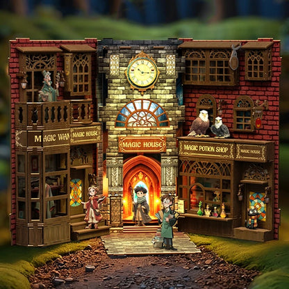 DIY Magic Alley Book Nook Kit – Miniature Magical Town Bookshelf Insert