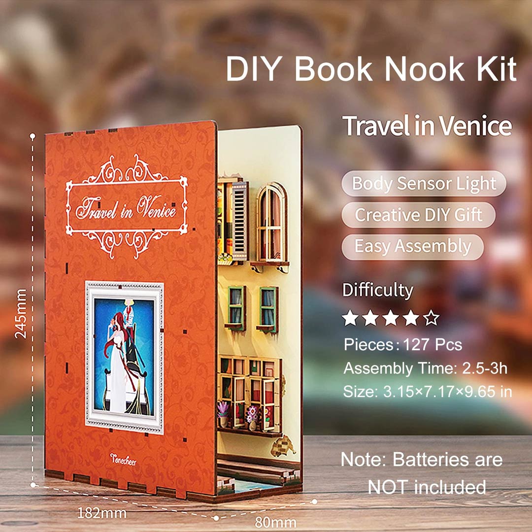 Travel in Venice Wooden Book Nook Kit