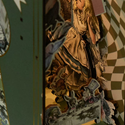 Alice In Wonderland Wooden Book Nook Bookshelf Insert