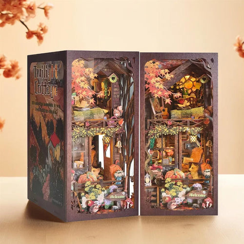 Twilight Cottage  Wooden Book Nook Shelf Decor
