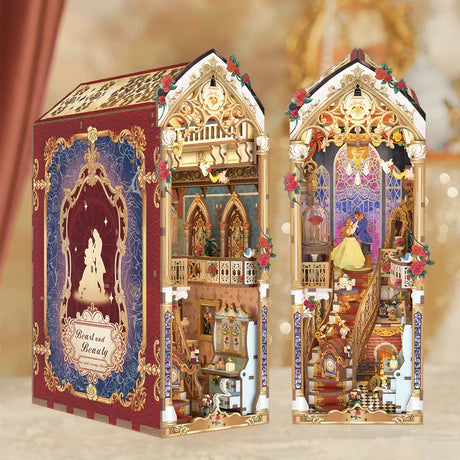 Beast and Beauty book nook — detail view of enchanted castle miniature