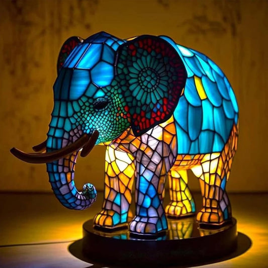 Gentle Giant Stained Glass Elephant Lamp