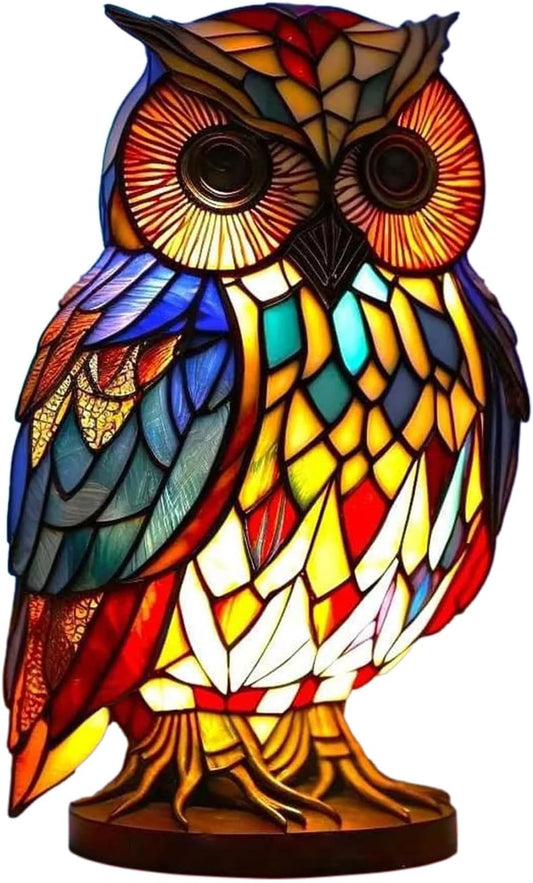 Night Owl Stained Glass Lamp