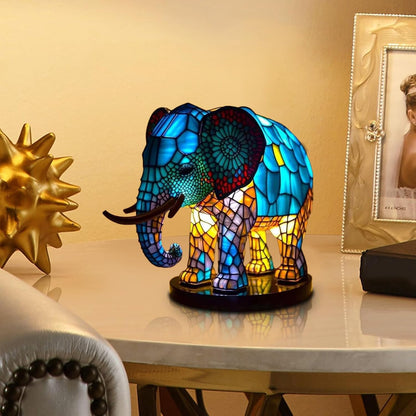 Gentle Giant Stained Glass Elephant Lamp