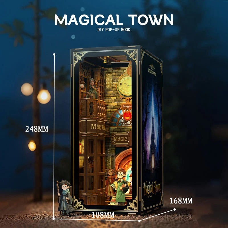 DIY Magic Alley Book Nook Kit – Miniature Magical Town Bookshelf Insert