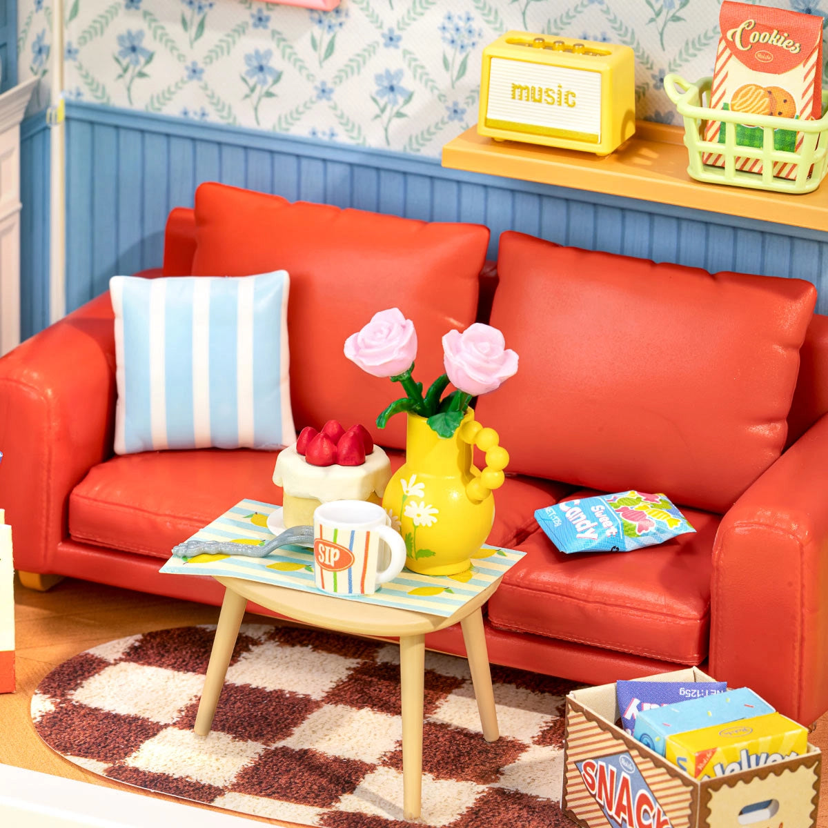 Floral Blue Dining Lounge Mini Super Creator DIY Room