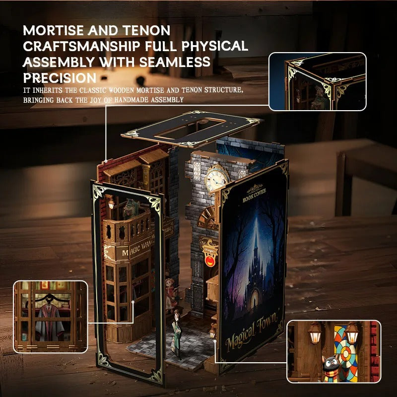 DIY Magic Alley Book Nook Kit – Miniature Magical Town Bookshelf Insert