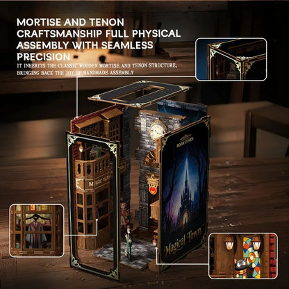 DIY Magic Alley Book Nook Kit – Miniature Magical Town Bookshelf Insert
