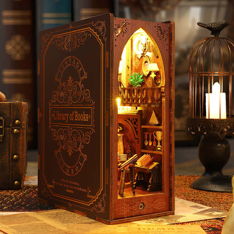 Library Of Books Wooden Puzzle Book Nook Bookshelf Insert