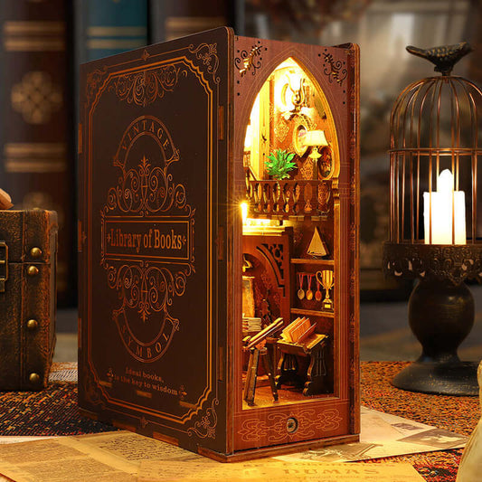 Library Of Books Wooden Puzzle Book Nook Bookshelf Insert