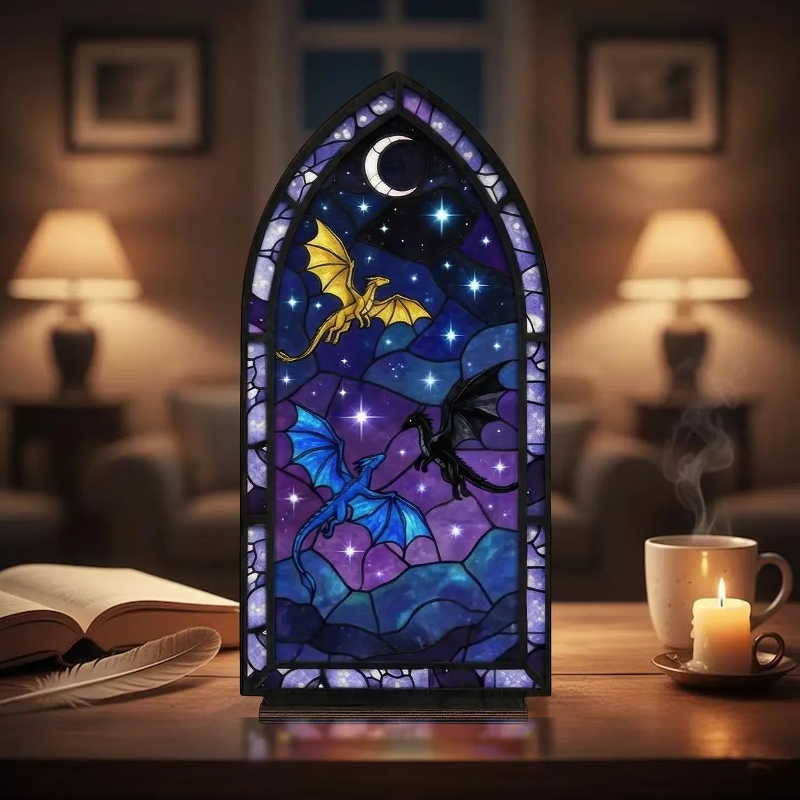 Dragon Wing Candle Holder – Dragon Book Nook Fantasy Window Light
